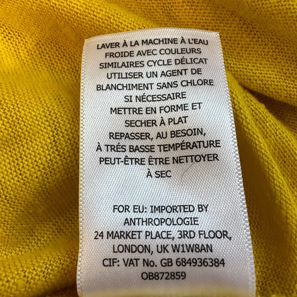 Maeve by Anthropologie Yellow Linen Short Sleeve Knit Top sz S - Picture 6 of 6